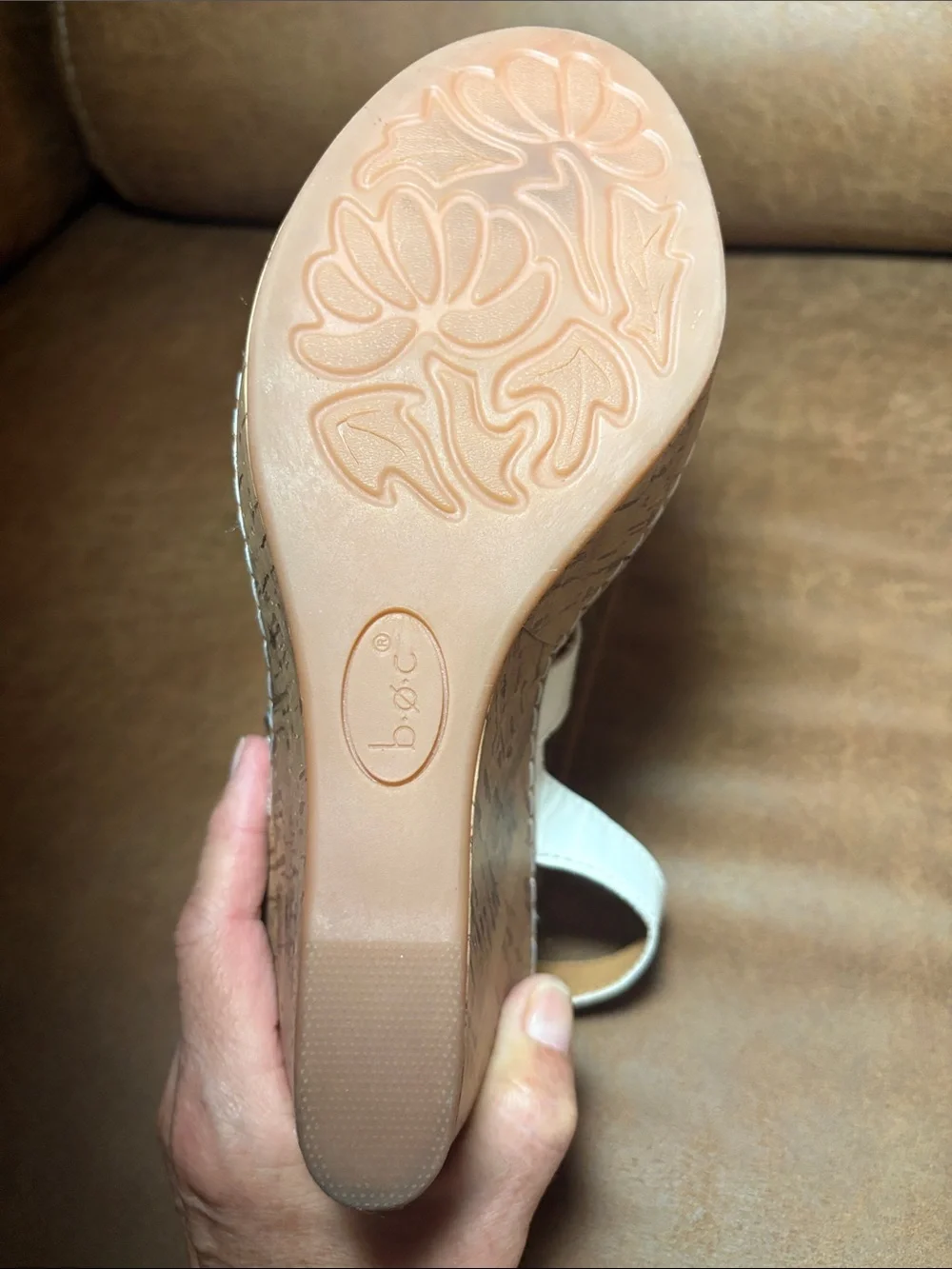 b.o.c. Born Concept Schirra White Wedge Slingback Sandals 10M